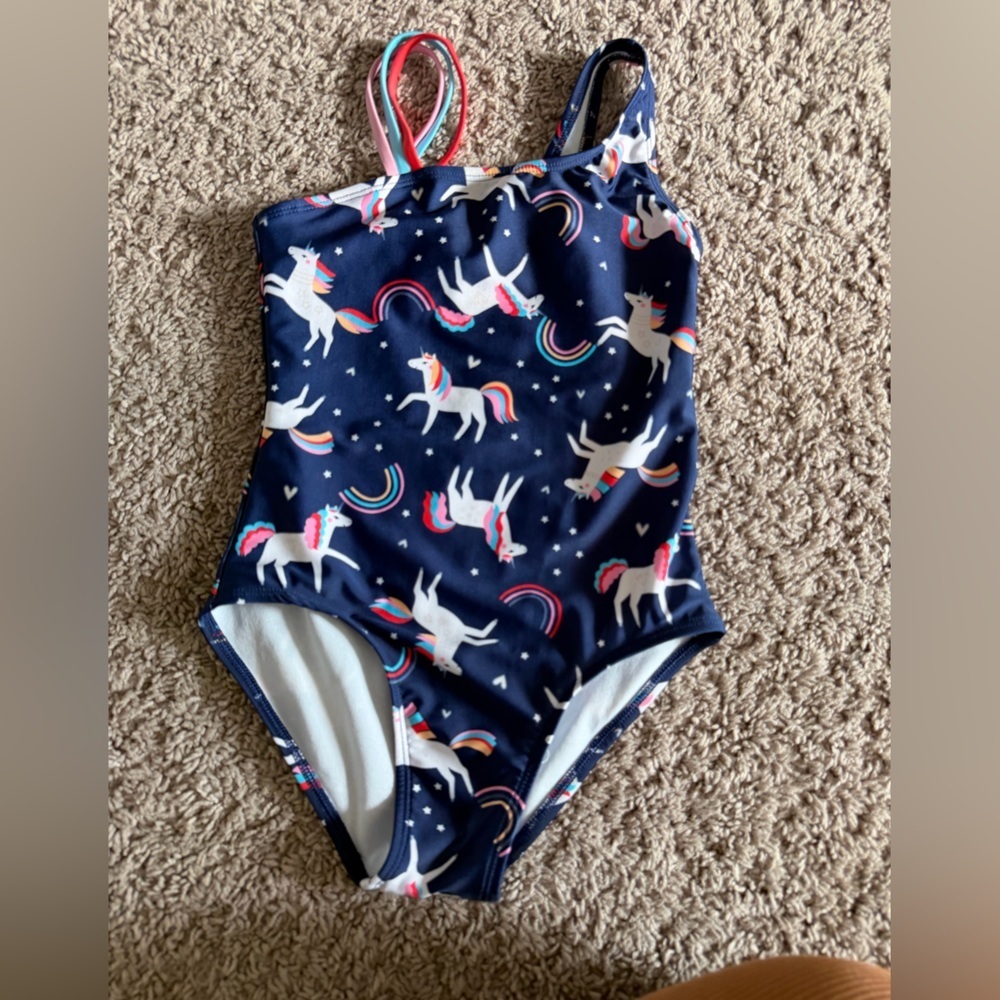 Preloved Cat & Jack Unicorn Rainbow Kids Swim One Piece
